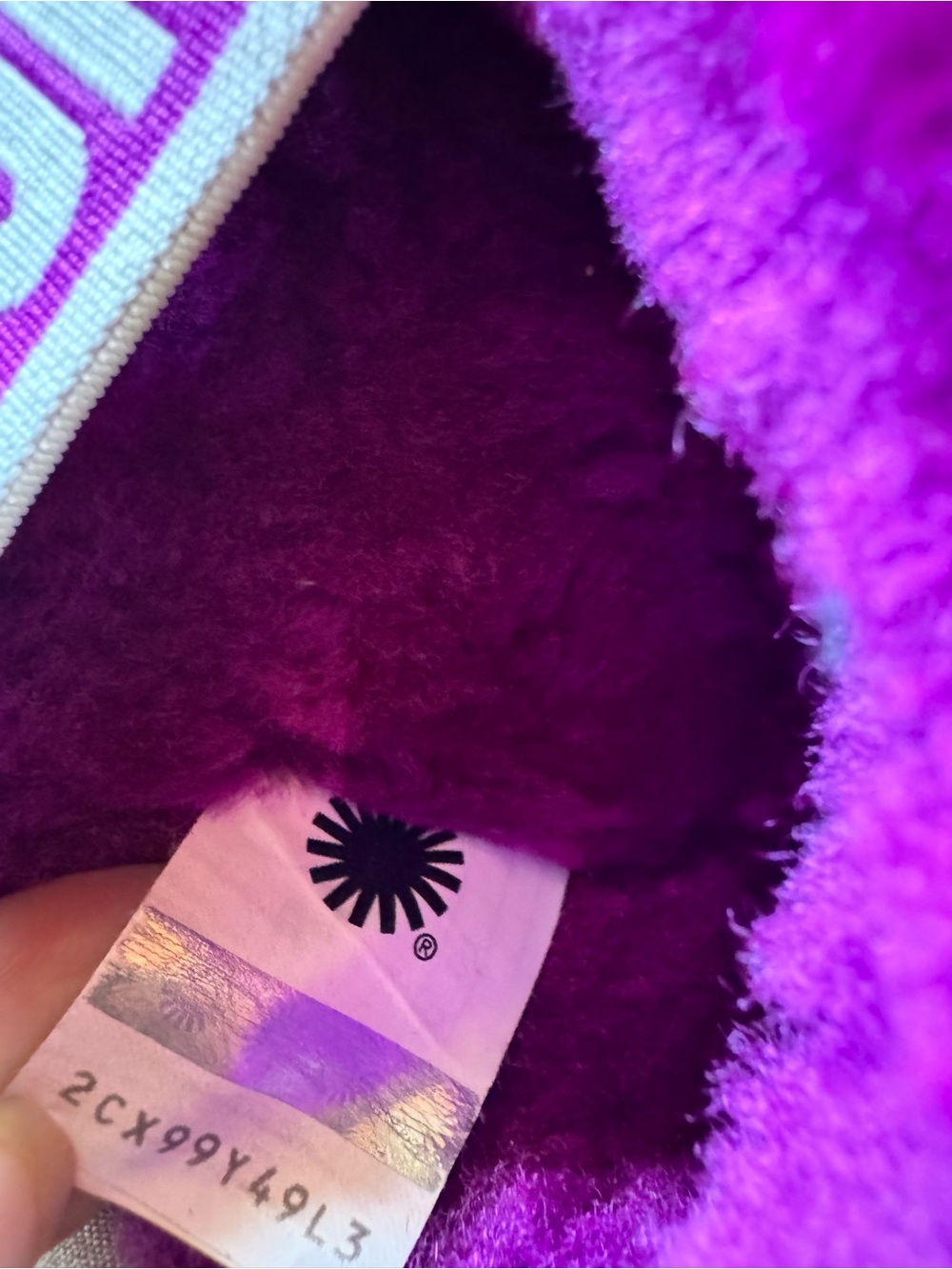 UGG Violet Plush Slide Sandals with Branded Heel Strap - Picture 10 of 11